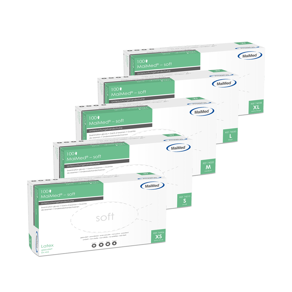 MaiMed-soft latex examination gloves, non-sterile, powdered, 100 pieces/box