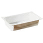 The Duni GmbH PP Bowl 1/4 GN White PP is a rectangular, white, ribbed tray with slanted sides and a flat bottom, perfect for use in the catering industry. Displayed against a white background.