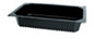 The Duni GmbH PP Tray 1/4 GN Black is a black dining tray with ribbed sides and a flat rim, perfect for buffet presentation in the catering industry, depicted on a white background.