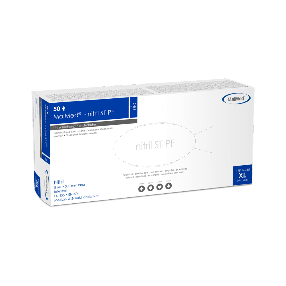 MaiMed-nitrile blue, non-sterile protective gloves, powder-free, thickness 8mil 50 pieces/box