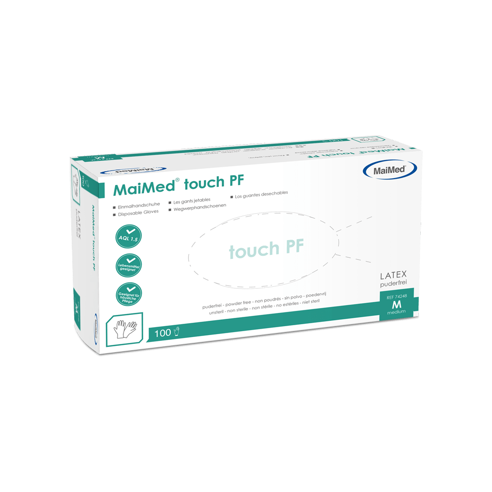 MaiMed touch PF disposable latex gloves, powder-free, 100 pieces/box