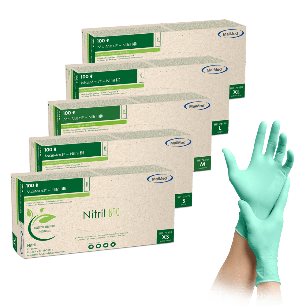 MaiMed-Nitrile BIO, non-sterile, powder-free Latex-free nitrile glove, green, 100 pieces/box