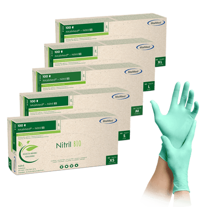 MaiMed-Nitrile BIO, non-sterile, powder-free Latex-free nitrile glove, green, 100 pieces/box