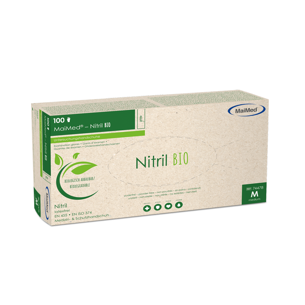 MaiMed-Nitrile BIO, non-sterile, powder-free Latex-free nitrile glove, green, 100 pieces/box