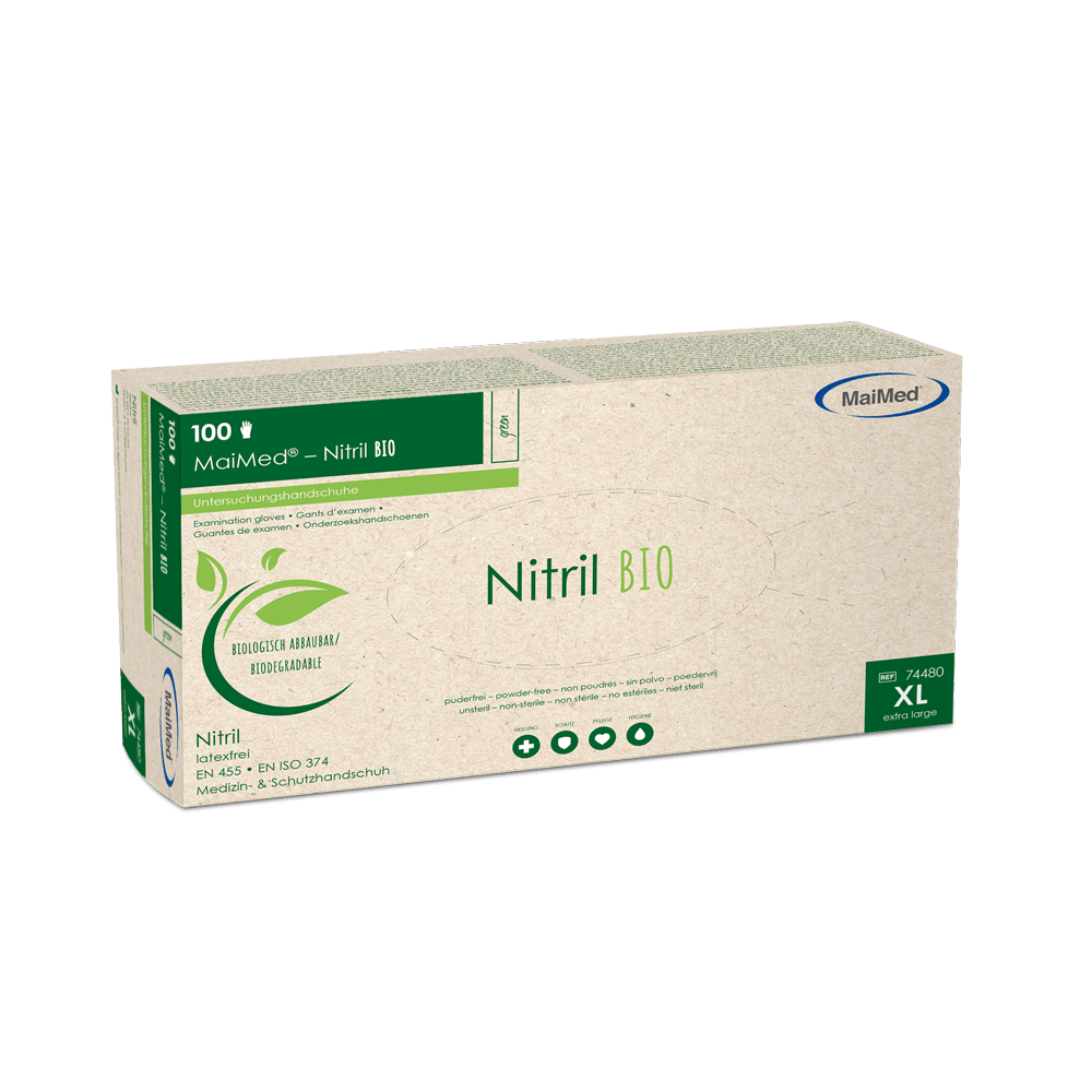 MaiMed-Nitrile BIO, non-sterile, powder-free Latex-free nitrile glove, green, 100 pieces/box