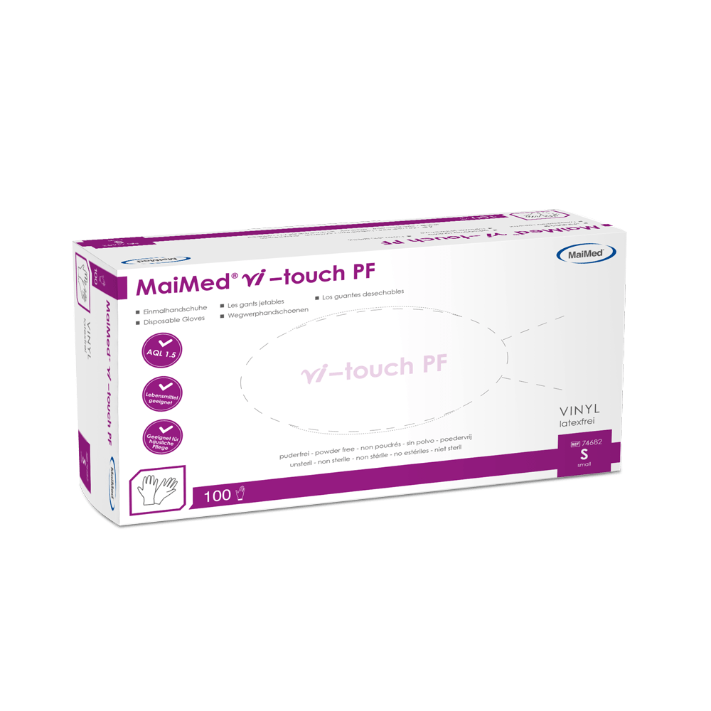 MaiMed vi-touch disposable vinyl gloves, powder-free, 100 pieces/box