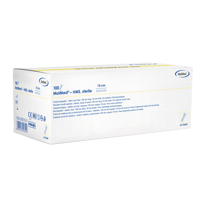 MaiMed - HMS sterile wooden mouth depressor, 15cm long, 100x1 pcs. sterile packed | Box (100 pieces)