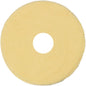 A round, flat, yellow TASKI Contact Pad 4 pcs. from Diversey Deutschland GmbH & Co. OHG with a central hole for professional use with cleaning machines, shown from above on a white background.