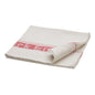 A Nölle professional brush holder, 70x60 cm, made from a cotton-synthetic mix with a red decorative stripe on the edge, lies folded on a white background. One corner is slightly lifted, showing the underside.