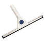 The window wiper, white, 350 mm from Diversey Deutschland GmbH & Co. OHG ensures streak-free glass cleaning with a black rubber lip on the silver metal edge; available in a box (2 packs).