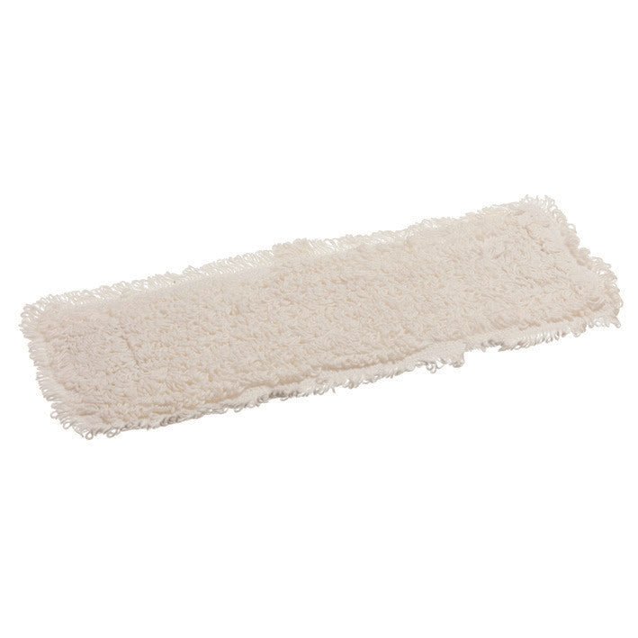 The TASKI Swing Mop Standard from Diversey Germany is a cream-colored, rectangular loop mop pad made of a 50/50 viscose/polyester blend. It has a textured surface for effective floor cleaning and is washable up to 95°C. The package contains 1 piece.