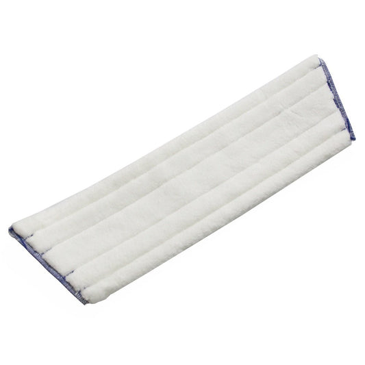 The TASKI Quick Mop from Diversey Deutschland GmbH & Co. OHG is a rectangular, flat mop made of high-quality microfiber with quilted seams and a light blue edge on a plain white background for efficient cleaning.