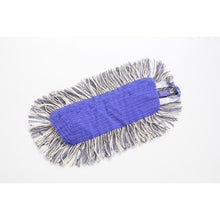 A TASKI K2 loop velcro mop with open fringes from Diversey Deutschland GmbH & Co. OHG with a blue, rectangular mop head and white as well as gray fringes lies on a white background.