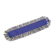 A rectangular blue TASKI K2 mop, loop velcro mop with open fringes from Diversey Deutschland GmbH & Co. OHG, depicted with white and gray open fringes on a white background.