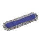 A rectangular blue TASKI K2 mop, loop velcro mop with open fringes from Diversey Deutschland GmbH & Co. OHG, depicted with white and gray open fringes on a white background.