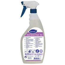 The 750 ml Good Sense Fresh fabric refresher from Diversey Deutschland GmbH & Co. OHG offers multilingual information and a white-blue trigger for effective odor neutralization and fresh scent in every room.
