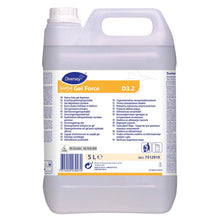 A 5-liter bottle of Suma Gel Force D3.2, an environmentally certified, high-performance gel degreaser with extended contact time from Diversey Deutschland GmbH & Co. OHG, ideal for large kitchens.