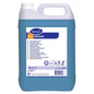 A 5-liter container of TASKI Alconet multipurpose cleaner from Diversey Deutschland GmbH & Co. OHG with blue liquid and a white label featuring multilingual product details, symbols, and a barcode.