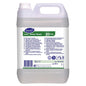 A 5-liter plastic container of TASKI Jontec Tensol floor care cleaner from Diversey Deutschland GmbH & Co. OHG with a white screw cap and a green-white label with multilingual instructions for effective floor cleaning.