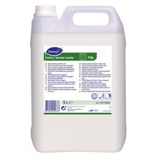 A 5-liter canister of Diversey TASKI Jontec Lenio, a solvent-free wax dispersion for the care of wooden floors, from Diversey Deutschland GmbH & Co. OHG, with handle, screw cap, and multilingual product label.