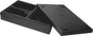 The Duni GmbH Thermobox 3 Black EPP is a rectangular, black insulated container with a removable lid, partially opened to expose the compartments - perfect for keeping food and drinks warm during transport.
