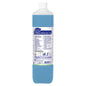 A 1-liter plastic bottle of TASKI Sprint 200 Pur-Eco alcohol cleaner from Diversey Deutschland GmbH & Co. OHG with blue liquid, white cap, and white label with product details and instructions in multiple languages.