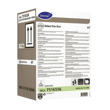 A carton of Suma Select Pur-Eco A7 Rinse Aid from Diversey Deutschland GmbH & Co. OHG features product information, instructions, barcode, recycling symbol, and a 10-liter volume indicator on the packaging for effective cleaning.