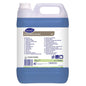 A 5-liter plastic container of Suma Select Pur-Eco A7 Rinse Aid from Diversey Deutschland GmbH & Co. OHG with a multilingual white label and blue liquid inside ensures environmentally friendly cleaning and quick drying.