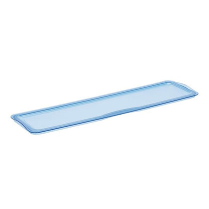 The TASKI mop box lid from Diversey Deutschland GmbH & Co. OHG is a flat, rectangular, transparent, blue lid with rounded corners and raised edges, designed for durability, safety, and hygiene.