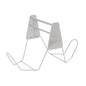 A minimalist stand made of silver metal wire with angled arms and a flat back, perfect for keeping the TASKI wet mop holder from Diversey Germany upright during cleaning when used with 15-liter buckets (7517292/7517293) and the press (7517291).
