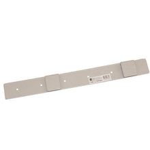 A flat, rectangular metal TASKI accessory holder for crossbars by Diversey Deutschland GmbH & Co. OHG, with four screw holes and two raised tabs, depicted on a white background with a product label. Ideal for cleaning teams and the use of manual cleaning devices.
