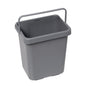 The gray plastic TASKI bucket 12 liters from Diversey Deutschland GmbH & Co. OHG, with handle and internal measurement markings, is shown empty on a white background. Compatible with cloth box holder 7517270 or 7517371. Package: 1 piece.
