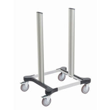 The TASKI Mini chassis, medium base frame (1 piece) from Diversey Deutschland GmbH & Co. OHG features four aluminum columns, a rectangular base frame, and swivel casters - ideal for professional cleaning accessories. Pictured on a solid white background.