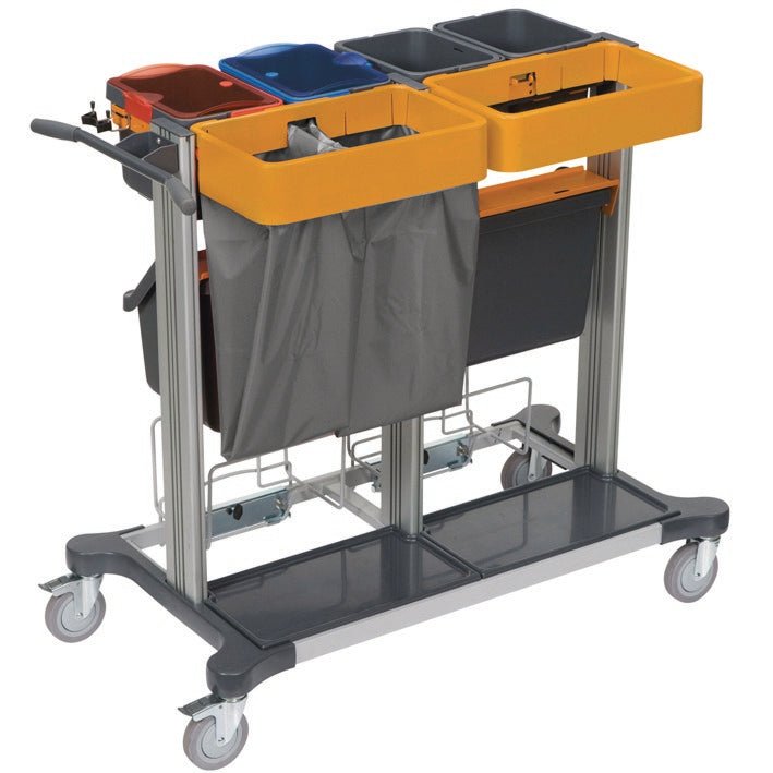 The TASKI Midi Open for Jonmaster from Diversey Germany is the large system solution for pre-moistening cleaning textiles and spray cleaning, with open drawers for maximum storage space. Package: 1 piece.