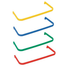 The TASKI bucket handle color-coded by Diversey Deutschland GmbH & Co. OHG, suitable for 7 and 12-liter buckets (7517242, 7517299), is available in yellow, blue, green, and red with a curved rectangular shape and rounded corners. Package: 1 piece.