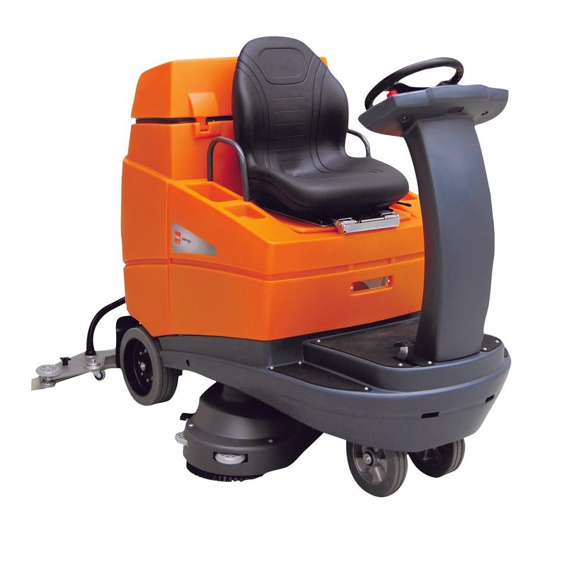 The TASKI swingo 5000 from Diversey Deutschland GmbH & Co. OHG is a compact, efficient ride-on scrubber-dryer with IntelliFlow system, 24V 330Ah battery pack and external charger - ideal for cleaning large floor areas.