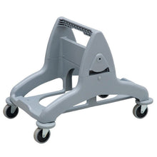 The TASKI DuoMop two-bucket system trolley from Diversey Deutschland GmbH & Co. OHG is a gray plastic trolley with four swivel casters and a high central handle, ideal for manual use with large containers or for floor cleaning tasks.
