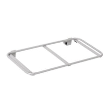 A silver rectangular metal frame with two rods, mounted on a white wall, serves as a waste bag or laundry bag extension for the TASKI Nano Trolley shelf by Diversey Deutschland GmbH & Co. OHG (package of 1 piece).