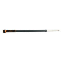 A black and orange TASKI Jonmaster UltraPlus telescopic handle made of aluminum from Diversey Deutschland GmbH & Co. OHG, with a metal connector and rubberized grip, designed for professional cleaning, pictured on a white background.