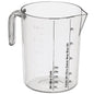 The Diversey Measuring Jug with Sticker Set (1 piece) from Diversey Deutschland GmbH & Co. OHG is a transparent plastic jug with a handle, spout, liter markings, and reference lines for preparing TASKI Jonmaster mops. Includes a sticker set for easy identification.