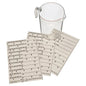 On three sheets from the sticker set for measuring cups, replacement sticker set for measuring cups | Pack (1 piece) from Diversey Deutschland GmbH & Co. OHG; the stickers list mop types with boxes and instructions. The background is white.