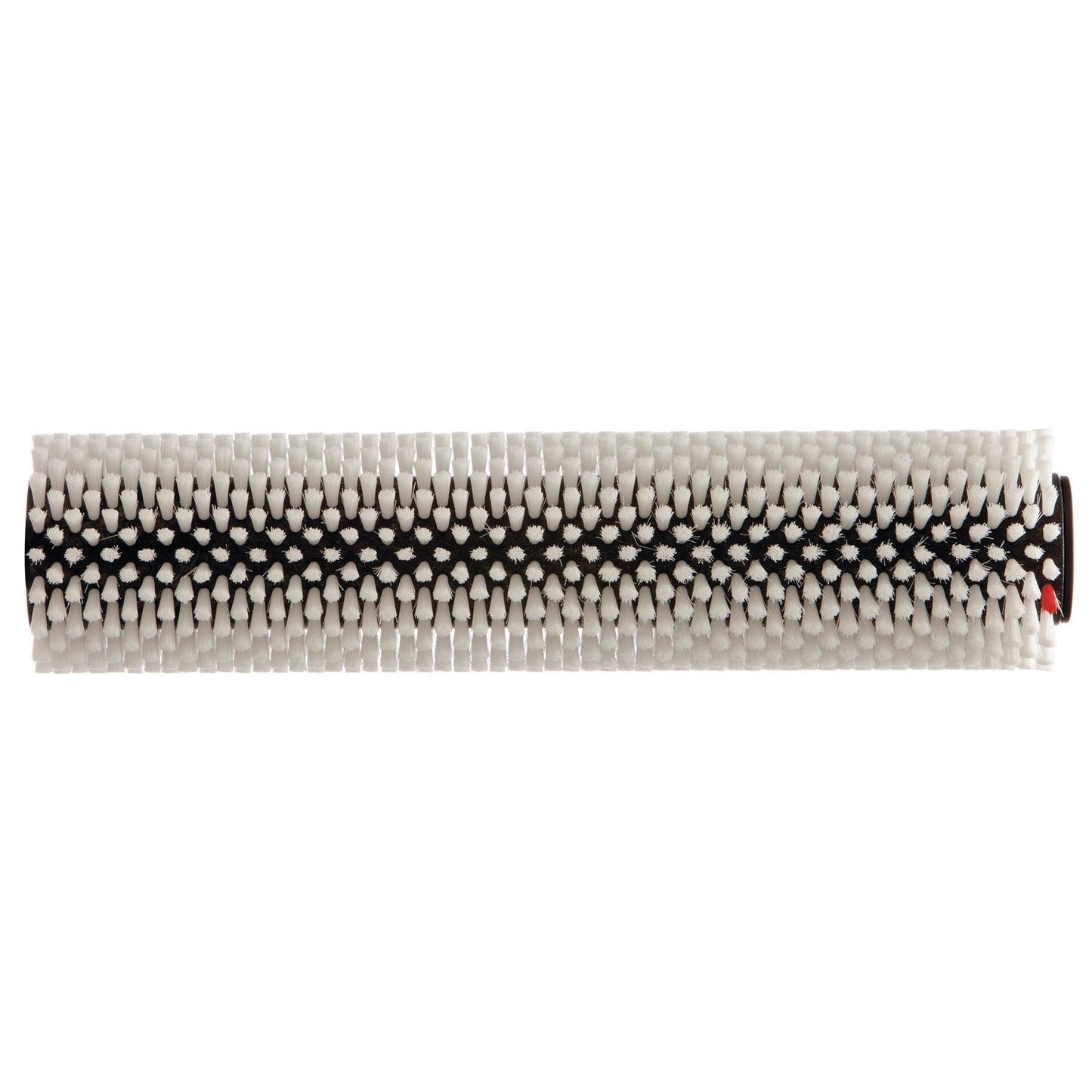 A close-up of the TASKI procarpet 30 encapsulation brush from Diversey Deutschland GmbH & Co. OHG, a cylindrical replacement brush with white bristles and a black band, ideal for carpet cleaning, shown isolated on a white background.