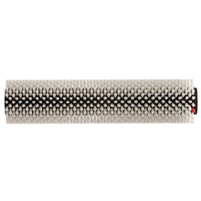 A close-up of the TASKI procarpet 30 encapsulation brush from Diversey Deutschland GmbH & Co. OHG, a cylindrical replacement brush with white bristles and a black band, ideal for carpet cleaning, shown isolated on a white background.