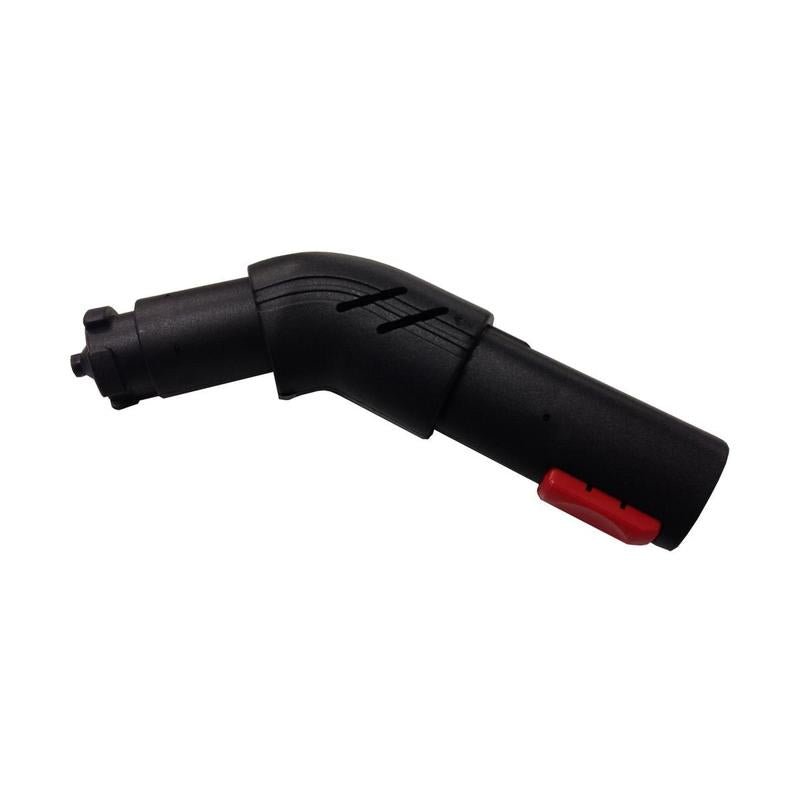 An angled coupling for the TASKI SO4 from Diversey Deutschland GmbH & Co. OHG for connecting brushes and squeegees (steam only) is seen against a white background. The package contains 1 piece.