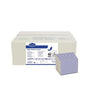 A large white box labeled "Toilet paper 'Folded' Ultrasoft 36x250 pcs, 2-ply, white, environmentally certified" from Diversey Deutschland GmbH & Co. OHG stands behind folded sheets with a blue patterned border; product details are visible.