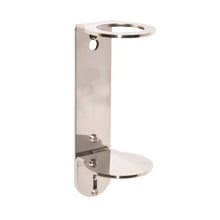 The LAPE wall mount from Diversey Deutschland GmbH & Co. OHG is a stainless steel wall mount with circular top and bottom surfaces for holding cylindrical objects, equipped with two screw holes for secure wall mounting.