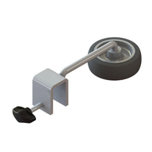 The TASKI wall protector with wheel from Diversey Deutschland GmbH & Co. OHG is a curved metal wheel with a black rubber tire and adjustable bracket - ideal as a wall or scratch protector (package: 1 piece).