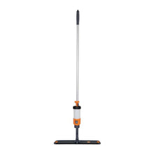 The TASKI VersaPlus 2.0 spray mop device (60 cm) from Diversey Germany features a metal handle, an orange pump trigger, a transparent liquid bottle near the handle, a rectangular pad with Velcro holder for easy attachment; package contains 1 piece.