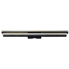 Front view of the TASKI Steamer carpet attachment, 400mm, from Diversey Deutschland GmbH & Co. OHG: a rectangular attachment with a black base and two parallel metal rods, designed for the 400mm floor nozzle of the TASKI Steamer.