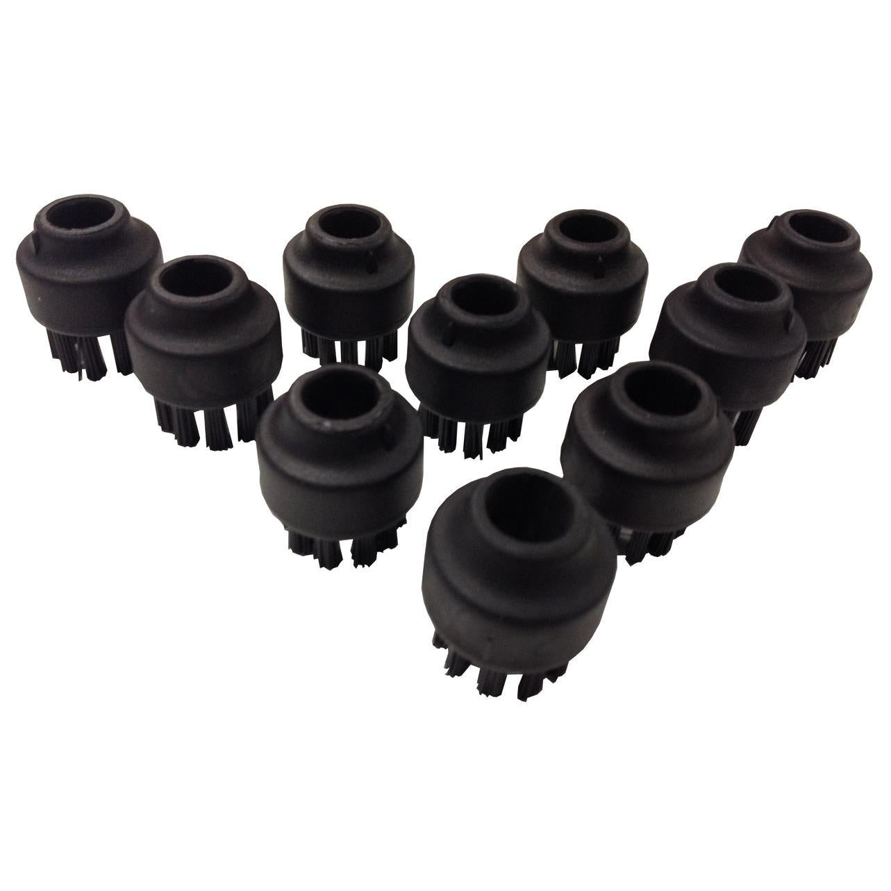 10-pack of black nylon brushes (SO4) from Diversey Deutschland GmbH & Co. OHG, with V-shaped bristles-compatible with TASKI SO4 for effective cleaning tasks.